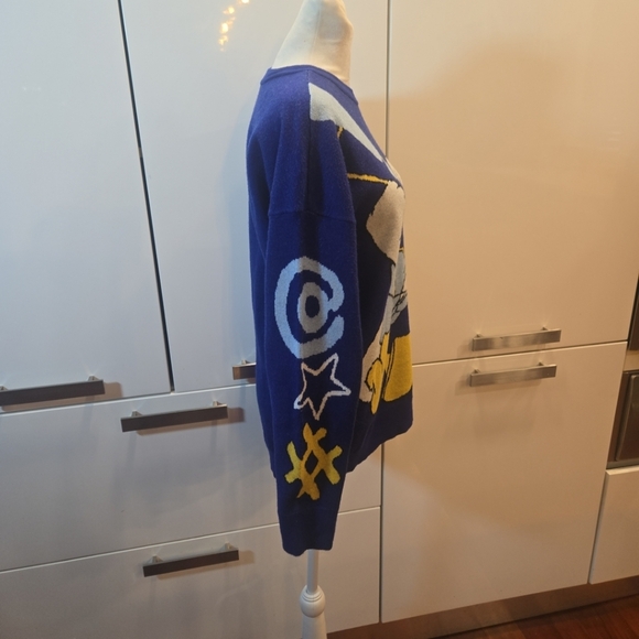 VTG Disney Angry Jumping Donald Duck Crewneck Pullover Sweater Unisex XS Blue - Picture 4 of 9